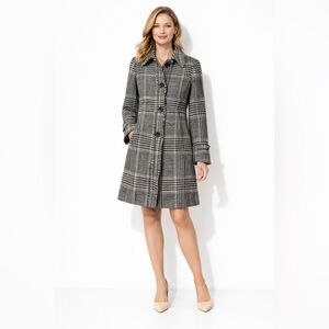 J. Crew Women's Houndstooth Wool Scallop Accent Winter Coat Jacket Size 10